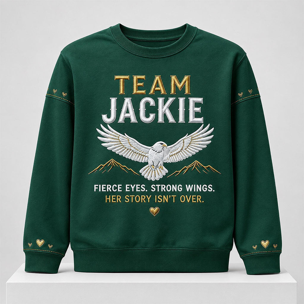 Eagle Team Jackie Fierce Eyes Strong Wings 2026 Sweatshirt Jackie Memorial Crewneck Green - Merchluma