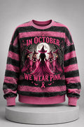 Witches In October We Wear Pink Sweatshirt Breast Awareness Month Apparel Halloween Gifts - Merchluma