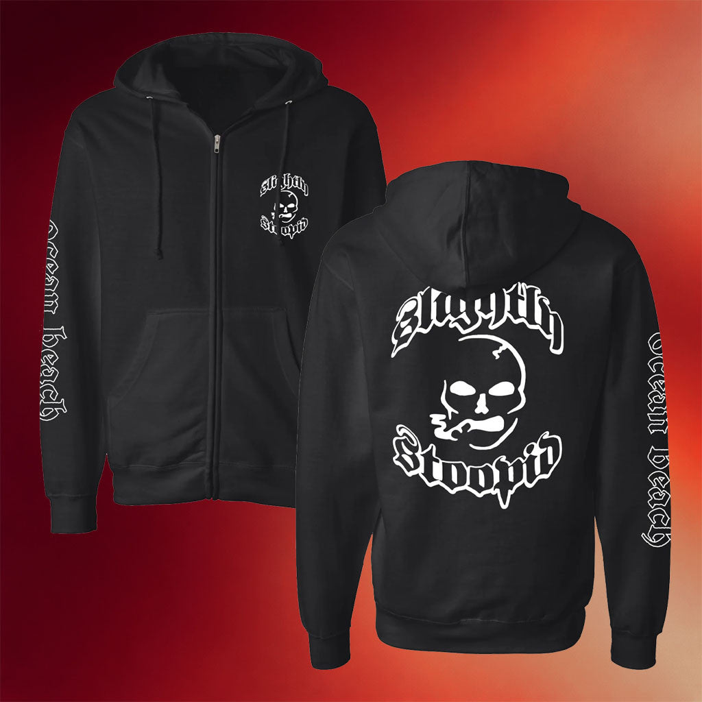 Slightly Stoopid Merch 2026 Smoking Skull OG Logo Zip Hoodie Best Gifts For Boyfriend - Joyoce - Merchluma