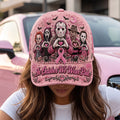 Horror Characters In October We Wear Pink Hat Breast Cancer Awareness Hat Gifts For Horror Lovers - Merchluma