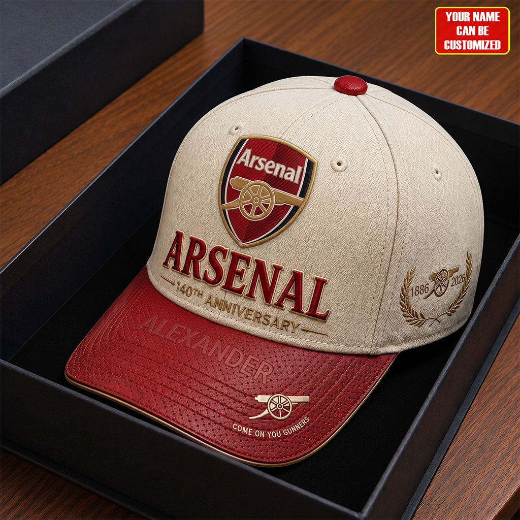 Personalized Arsenal 140TH Anniversary Vintage Classic Cap 1886 2026 Arsenal FC Merch Fan Gift - Merchluma