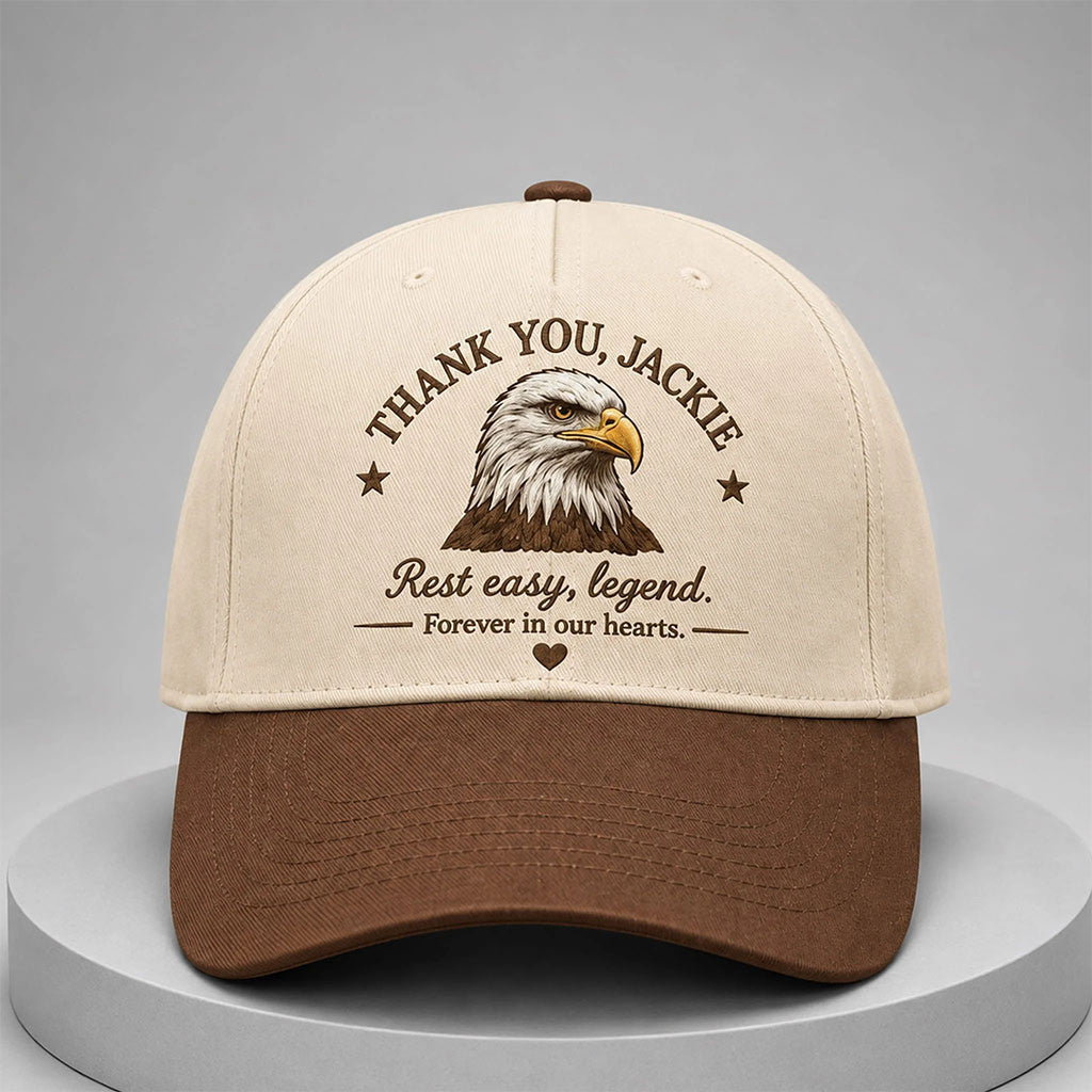 Thank You Jackie The Eagle Rest Easy Legend Hat Jackie Memorial Cap Father Gifts - Merchluma