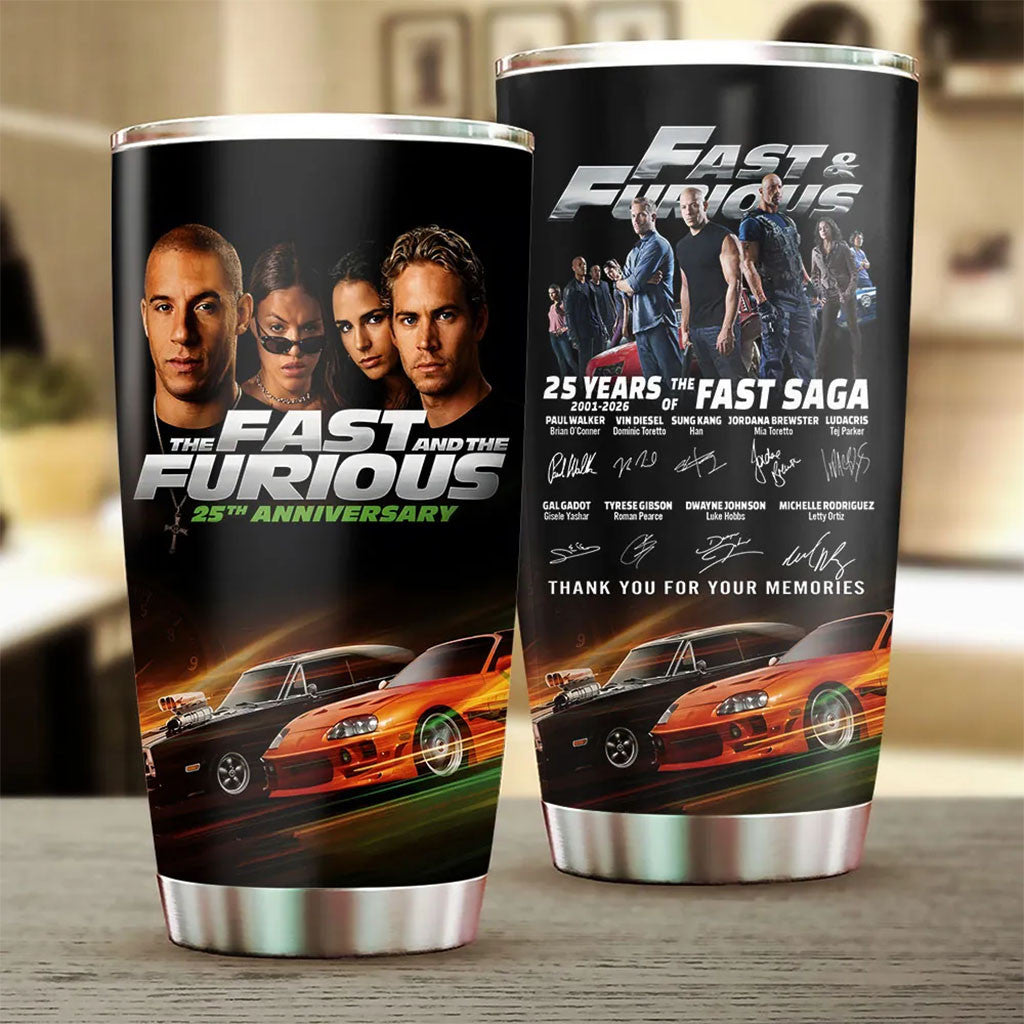 The Fast And The Furious 25th Anniversary Tumbler Fast And Furious Merch Movie Fan Gifts - Merchluma