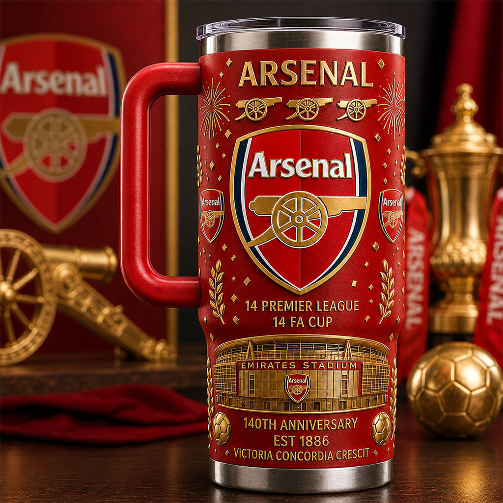 Arsenal FC 140th Anniversary Est 1886 Tumbler Arsenal FC Merch Gift For Brother - Merchluma