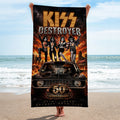 KISS Destroyer 50th Anniversary Beach Towel KISS Band Merch Summer Gift For Music Lovers - Merchluma