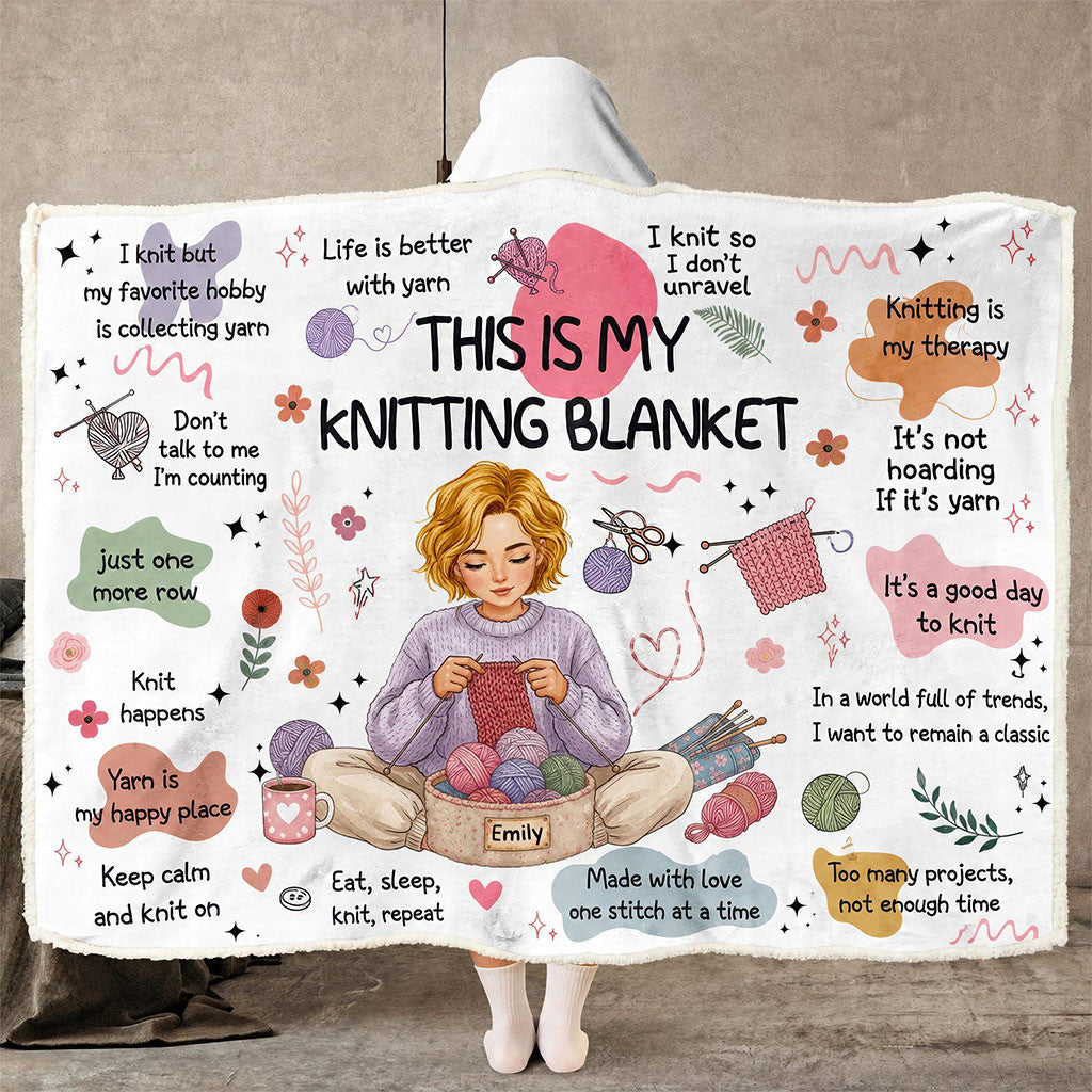 Personalized This Is My Knitting Blanket Hood Blanket Gifts For Knitting Lovers - Merchluma