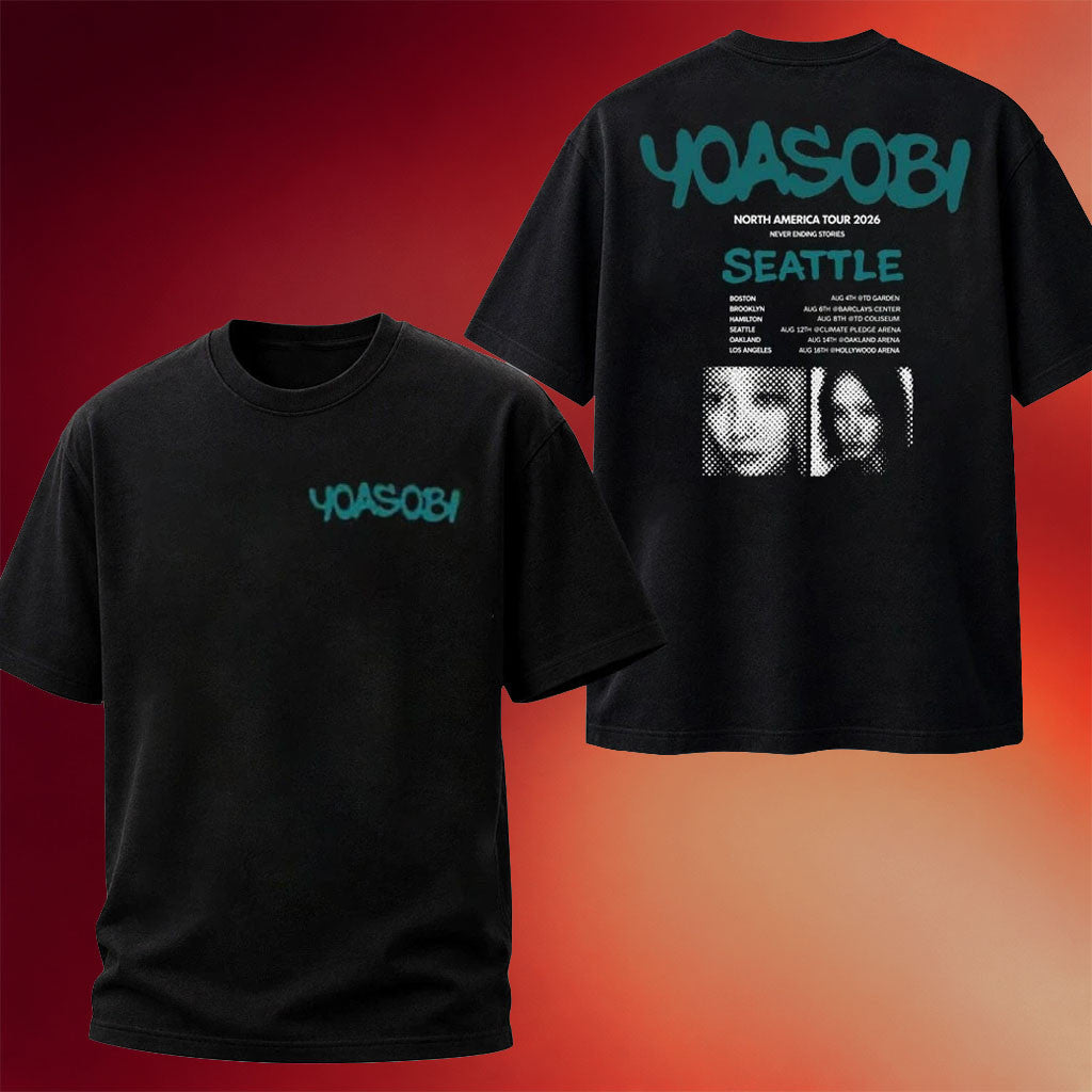 Yoasobi Merch 2026 Yoasobi Seattle Event T-Shirt North America Tour 2026 Tour Dates Fan Apparel - Joyoce - Merchluma