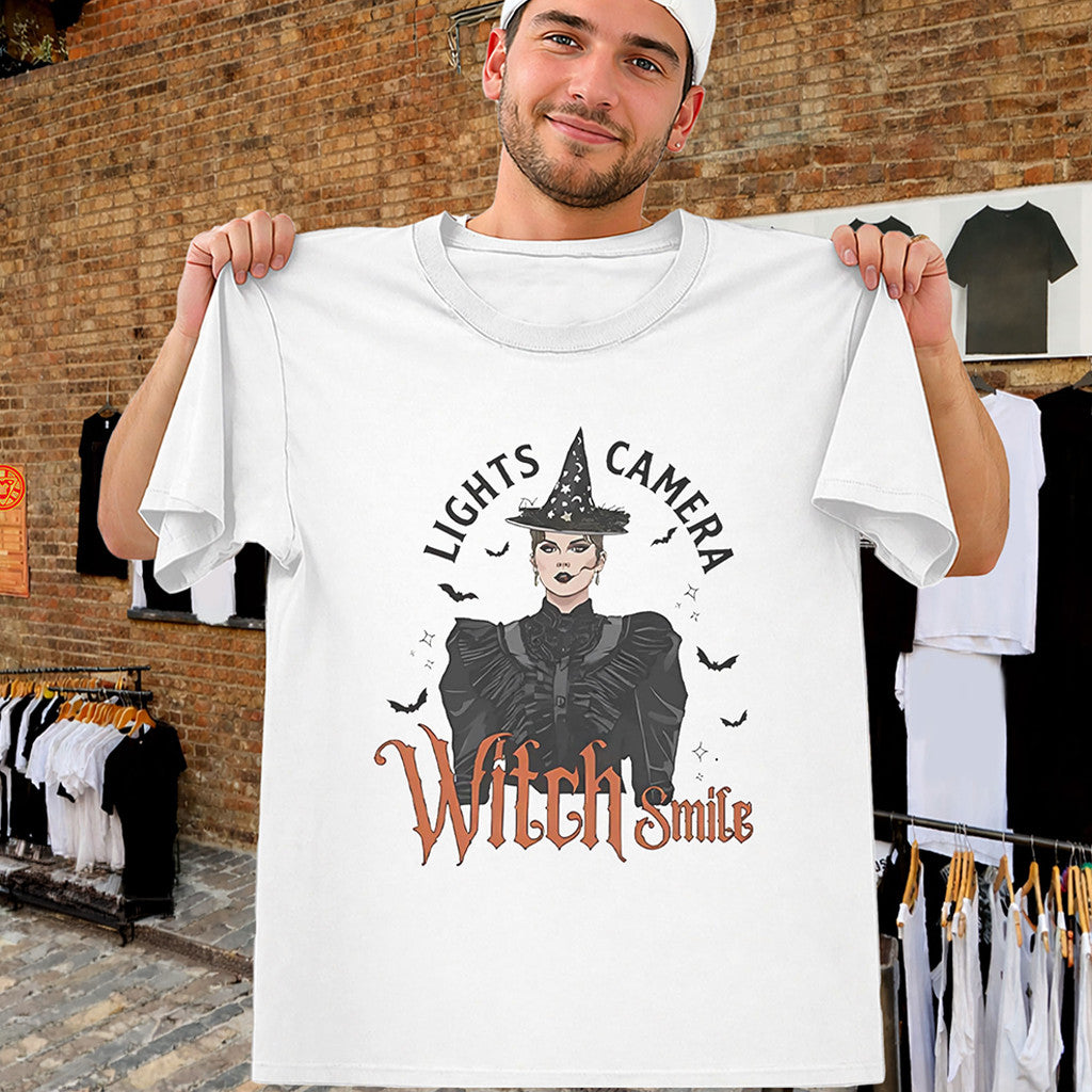 Lights Camera Witch Smile Shirt TS Halloween Meme Shhirt Swifties Merch Gifts For Fans - Merchluma