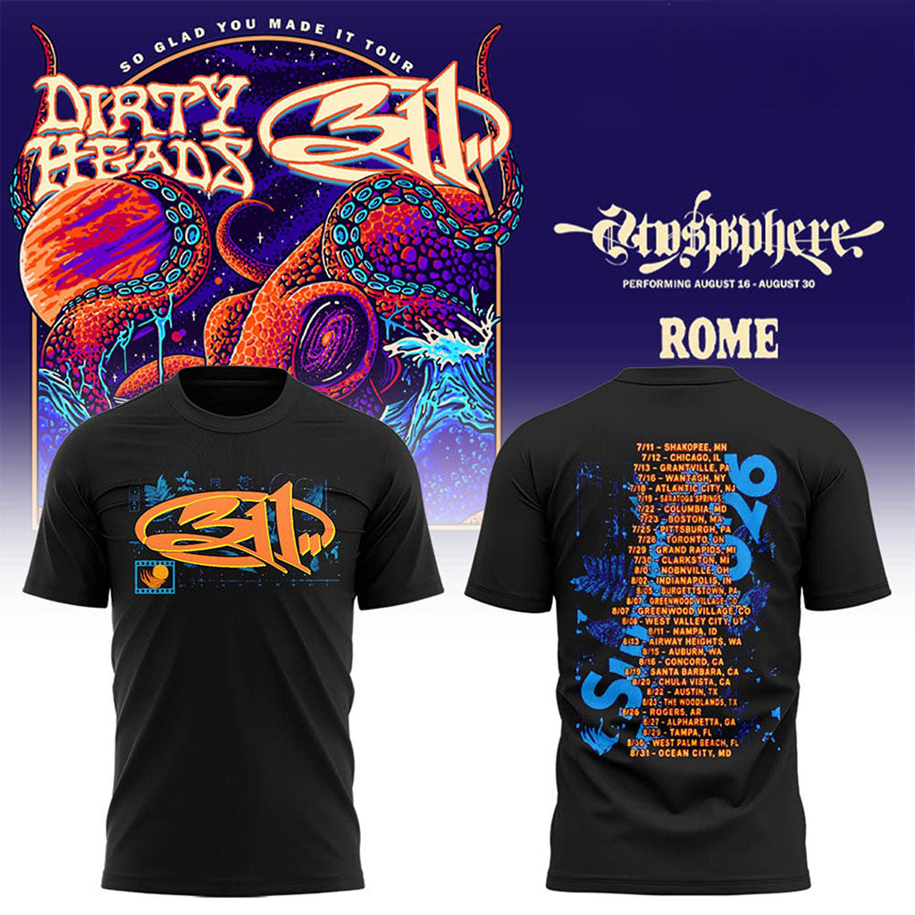 311 And Dirty Heads Rome Tour 2026 T-Shirt 311 Band Merch Best Gifts For Music Lovers - Merchluma