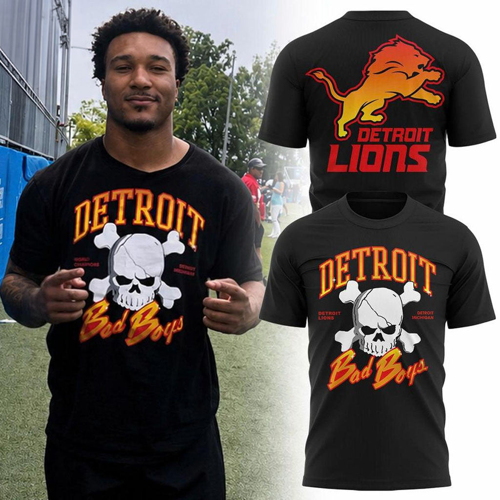 Detroit Lions Bad Boys Skull 2026 T-Shirt Detroit Lions Merch Gifts For Your Boyfriend - Merchluma