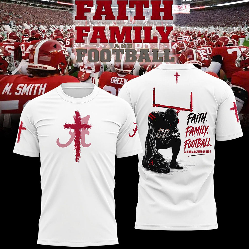 Alabama Crimson Tide Faith Family Football 2026 T-Shirt Alabama Crimson Tide Merch Fan Gifts - Merchluma