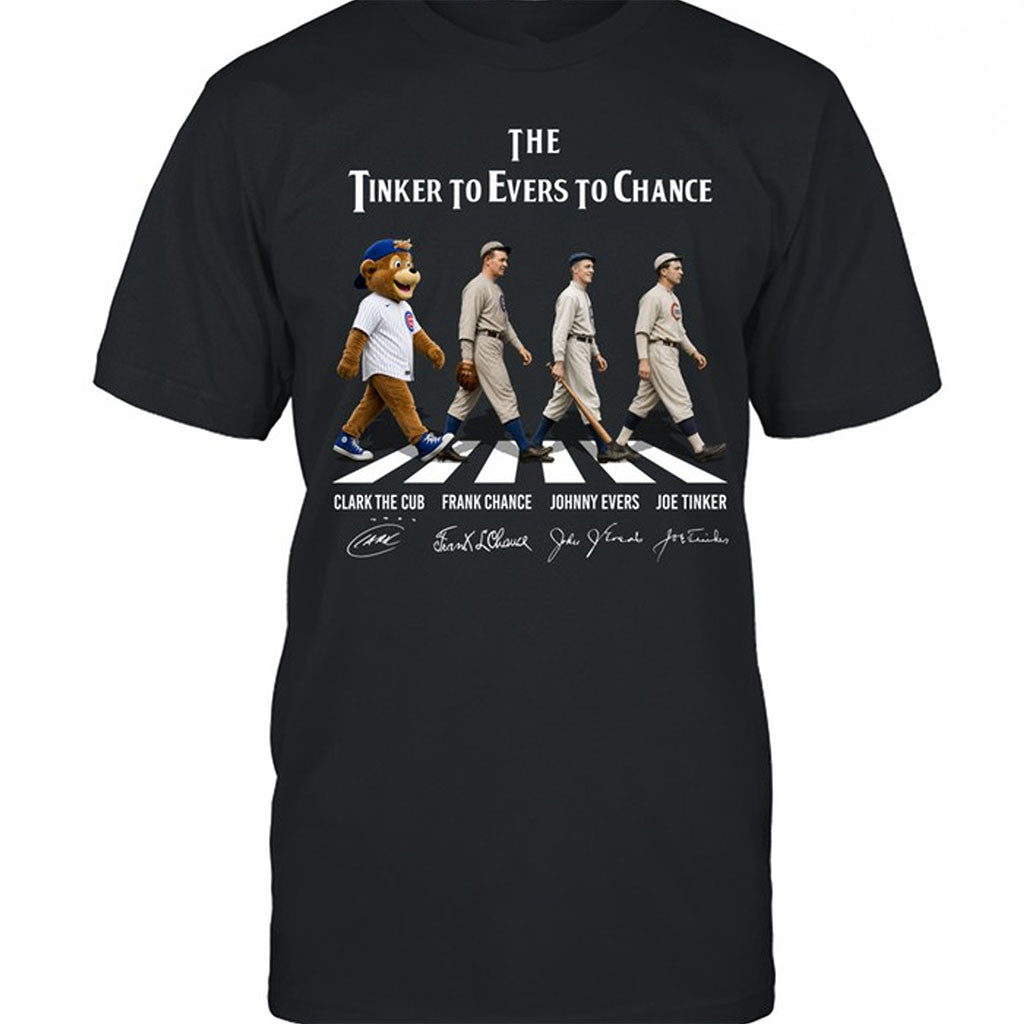 Chicago Cubs Tinker To Evers To Chance Abbey Road Baseball Legends T-Shirt Chicago Cubs Merch - Merchluma