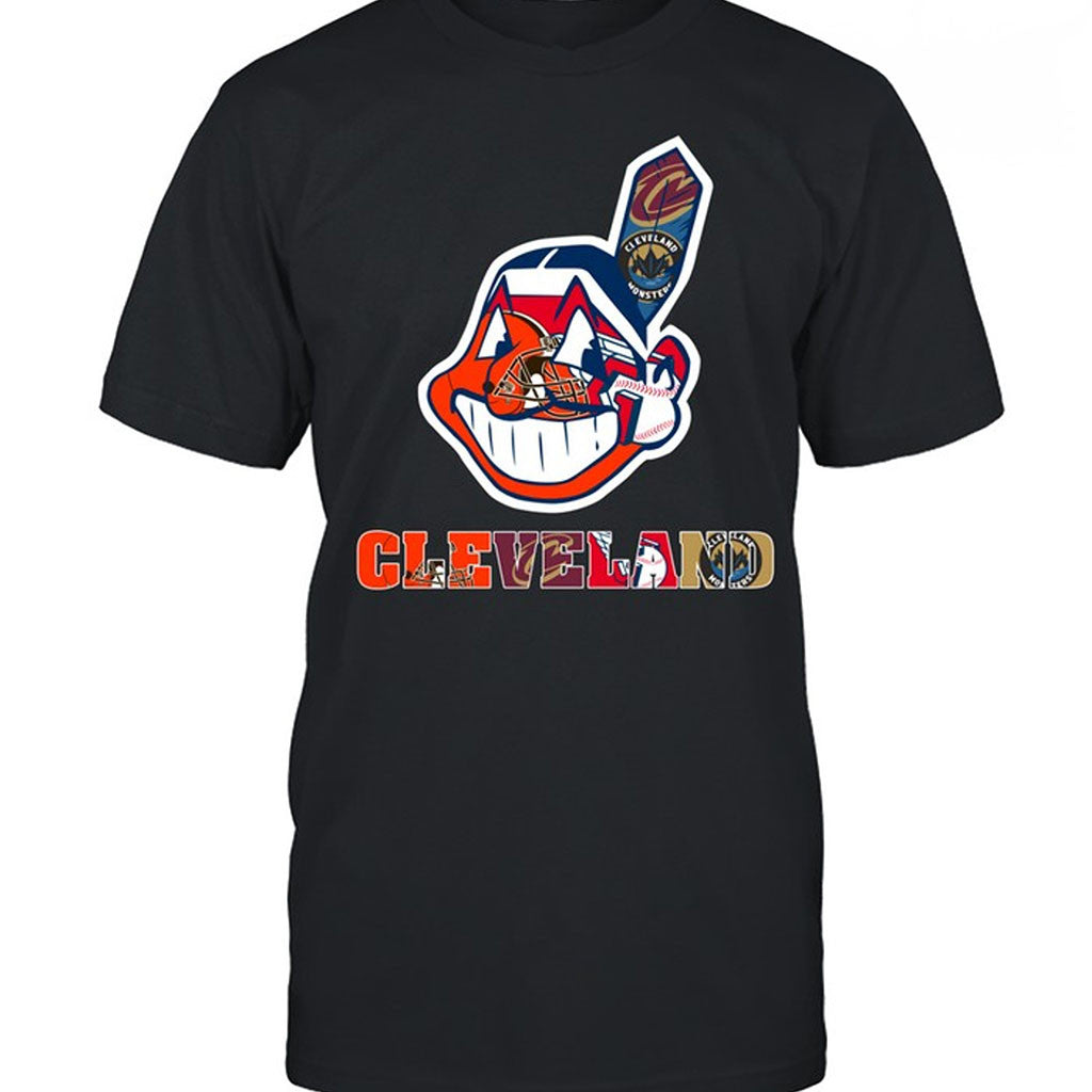 Cleveland Chief Wahoo Sports Teams T-Shirt Cavaliers Browns Guardians Monsters Fans Apparel - Merchluma
