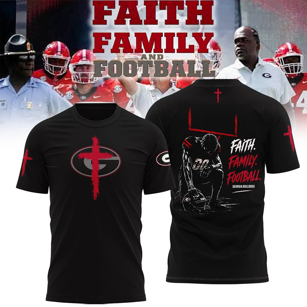 Georgia Bulldogs Faith Family Football 2026 T-Shirt Georgia Bulldogs Merch Football Lovers Gift - Merchluma