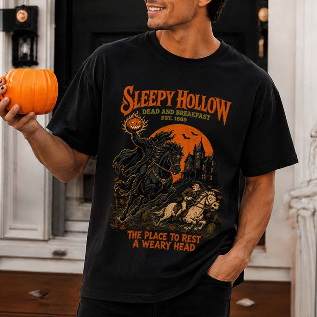 Sleepy Hollow Dead And Breakfast Vintage Headless Horseman T-Shirt Halloween Apparel Gifts - Merchluma