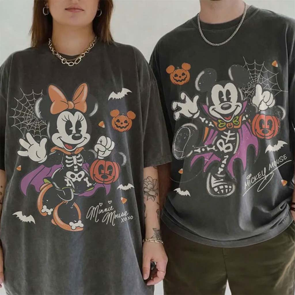 Mickey Minnie Spooky Season Couple T-Shirt Halloween Outfits Gift Ideas For Couples - Merchluma