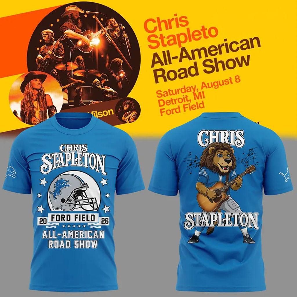 Chris Stapleton X Detroit Lions Merch All American Road Show T-Shirt Gift For Music Lovers - Merchluma