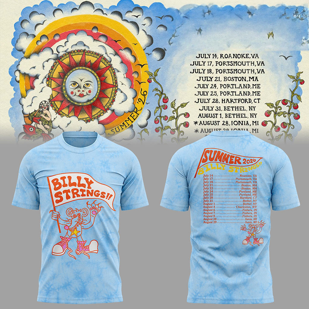 Billy Strings Summer Tour 2026 The Sun Blue T-Shirt with Tour Dates Shirt Billy Strings Merch - Merchluma