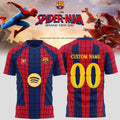 Personalized FC Barcelona X Spider-Man T-Shirt 2026 FC Barcelona Merch Gift For Brothers - Merchluma
