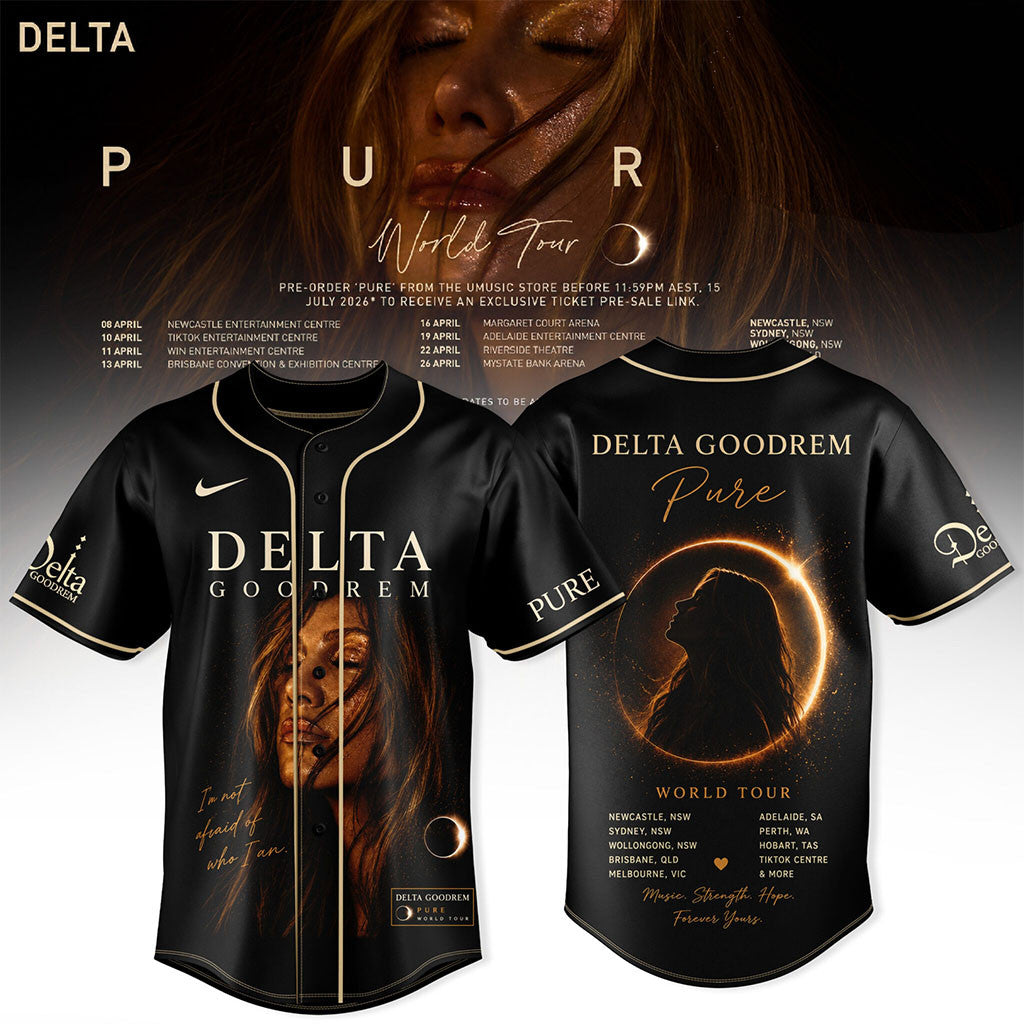 Delta Goodrem Pure World Tour Baseball Jersey 2026 Delta Goodrem Merch Gift For Music Fans - Merchluma