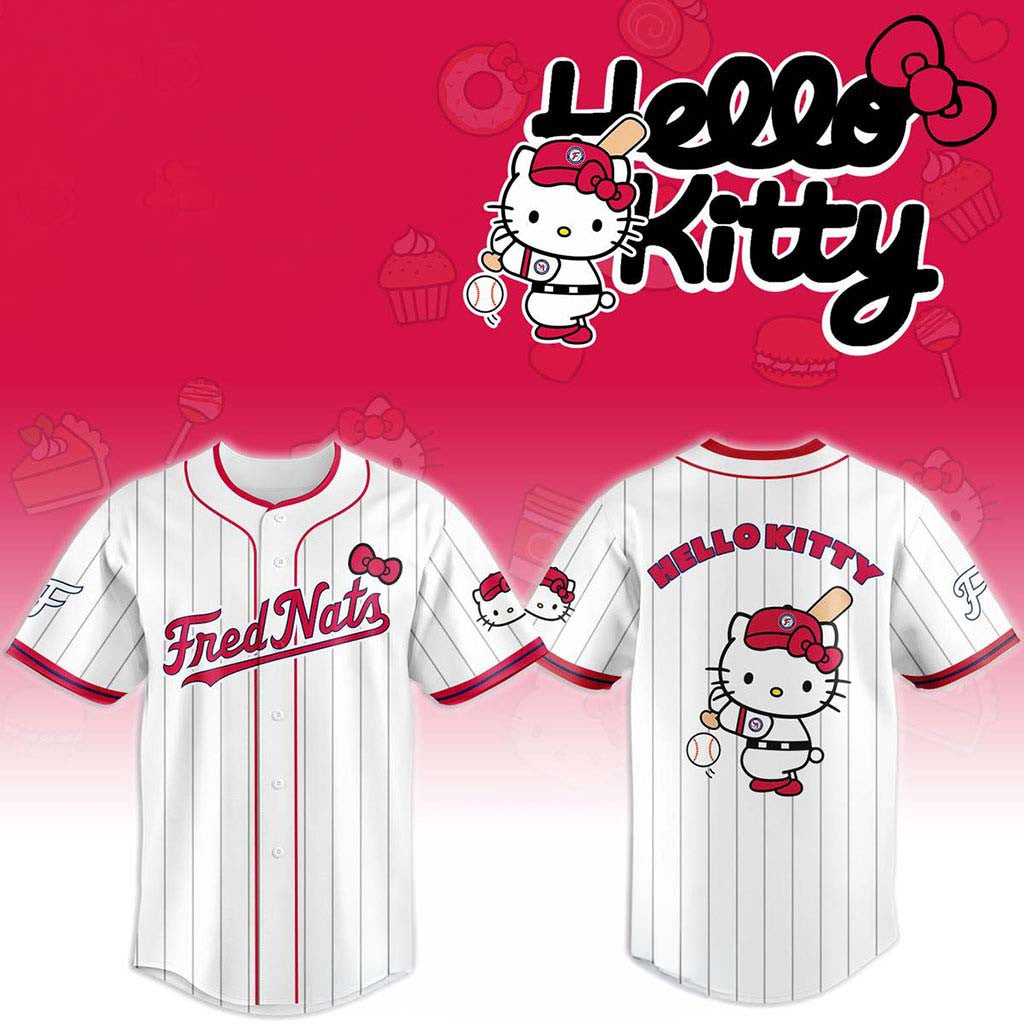 Fredericksburg Nationals X Hello Kitty Classic Striped 2026 Night Game Jersey FredNats Merch - Merchluma