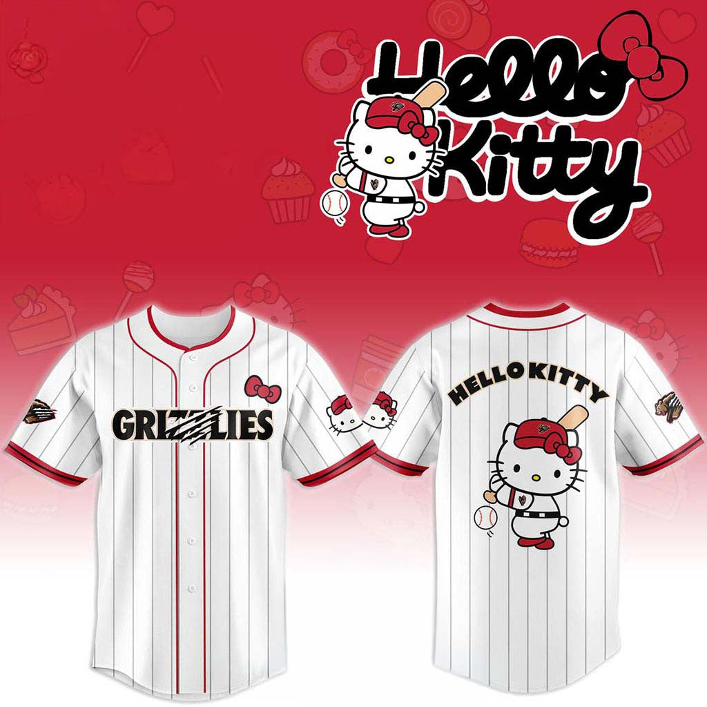 Fresno Grizzlies X Hello Kitty Classic Striped 2026 Night Game Jersey Fresno Grizzlies Merch - Merchluma