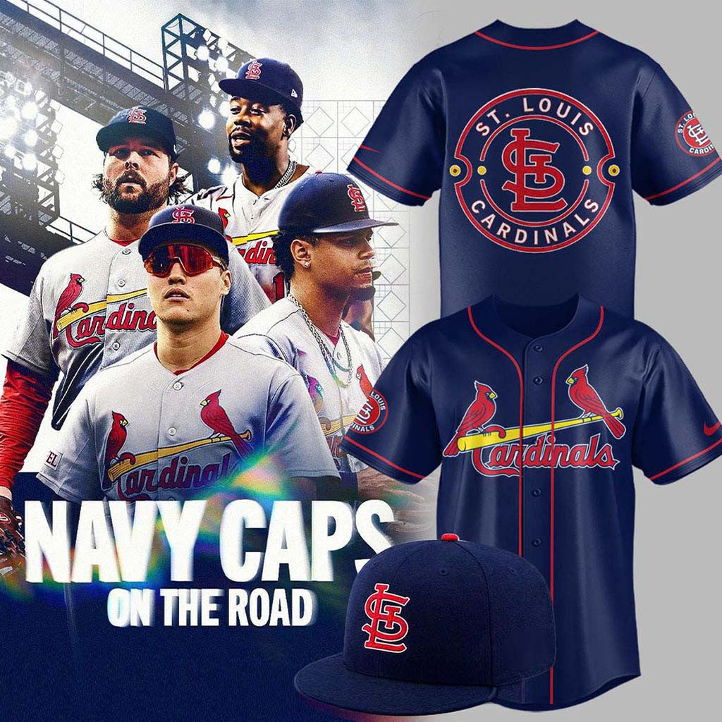 St Louis Cardinals X Navy Caps On The Road Game 2026 Baseball Jersey Cardinals Merch Fan Gifts - Merchluma