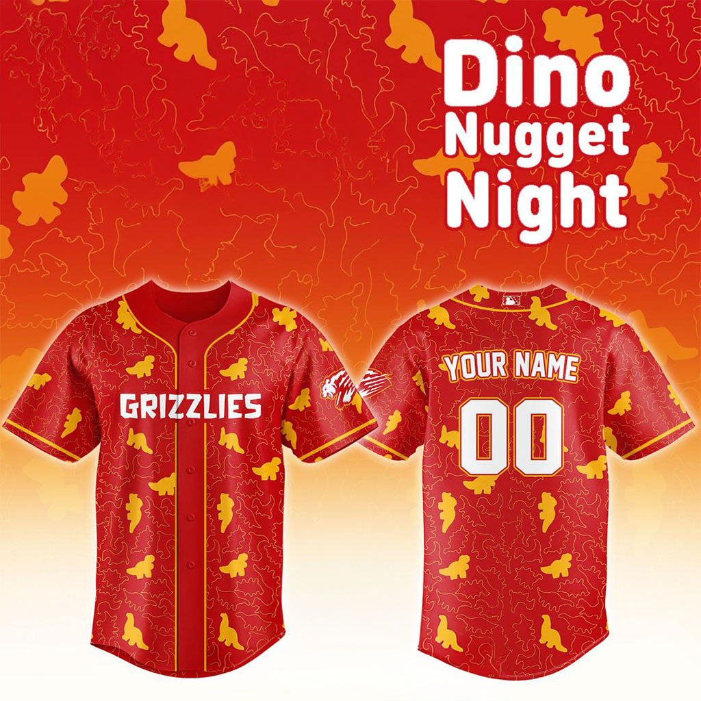 Personalized Fresno Grizzlies Dino Nugget Night 2026 Baseball Jersey Grizzlies Merch Fan Gifts - Merchluma
