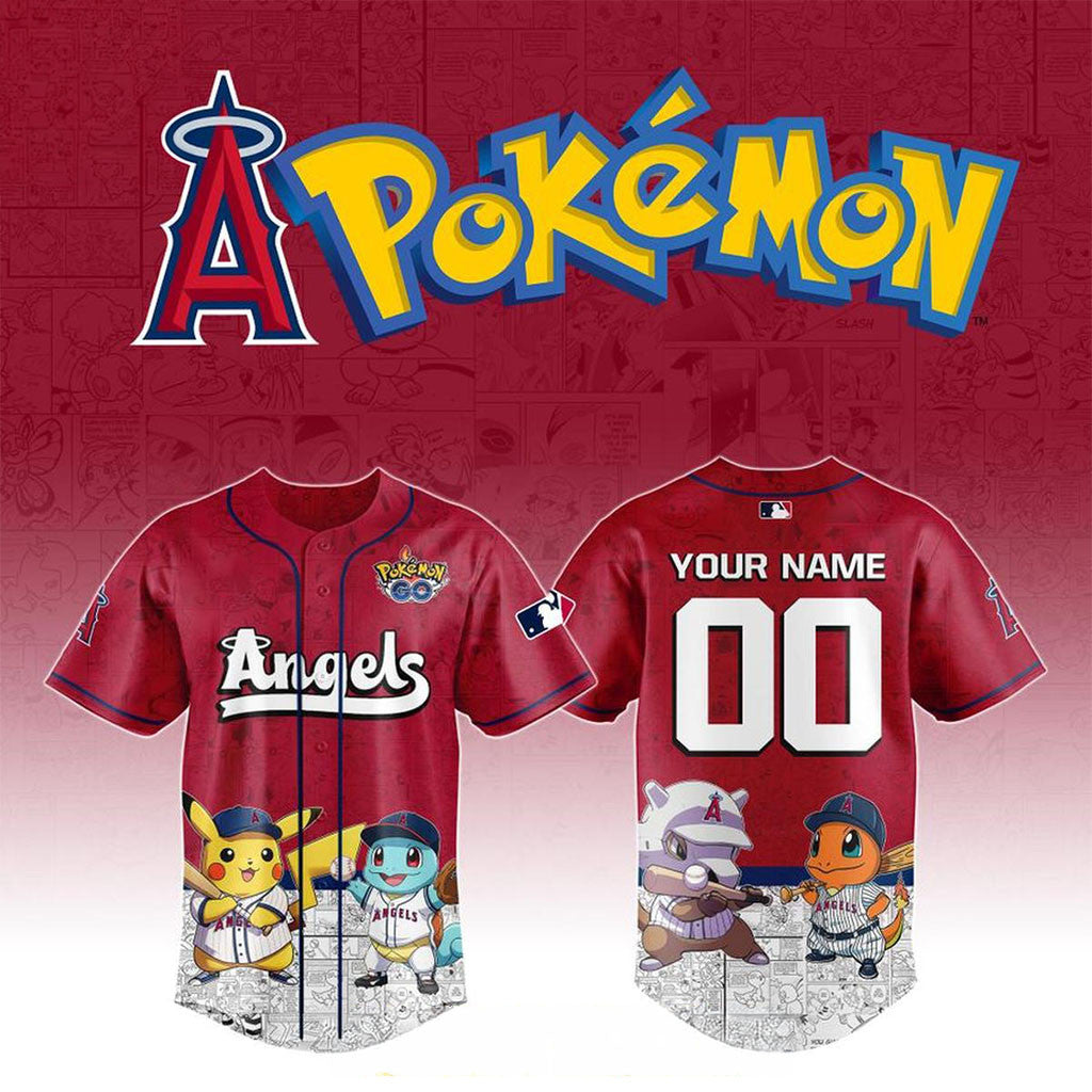 Personalized Los Angeles Angels Pokemon GO 2026 Game Baseball Jersey LA Angels Merch Fan Gifts - Merchluma