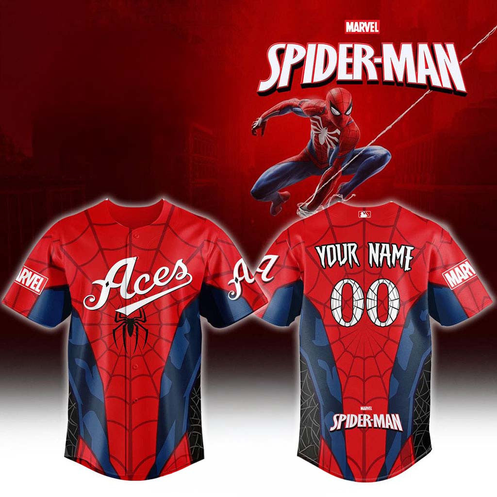 Personalized Reno Aces 2026 Spider-Man Brand New Day Baseball Jersey Reno Aces Merch Fan Gifts - Merchluma