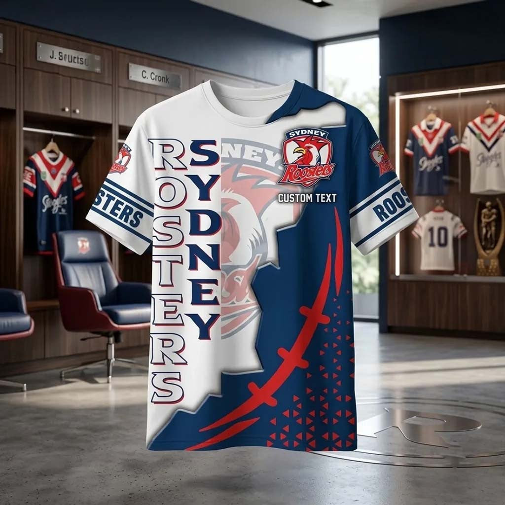 Personalized Sydney Roosters NRL Navy White Shirt Roosters Merch Gift Ideas For Rugby Fans - Merchluma