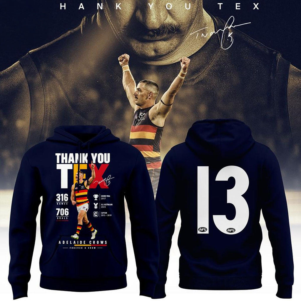 Adelaide Crows 2026 Taylor Walker Forever A Crow Hoodie Thank You Tex Hoodie Fan Merch Gifts - Merchluma
