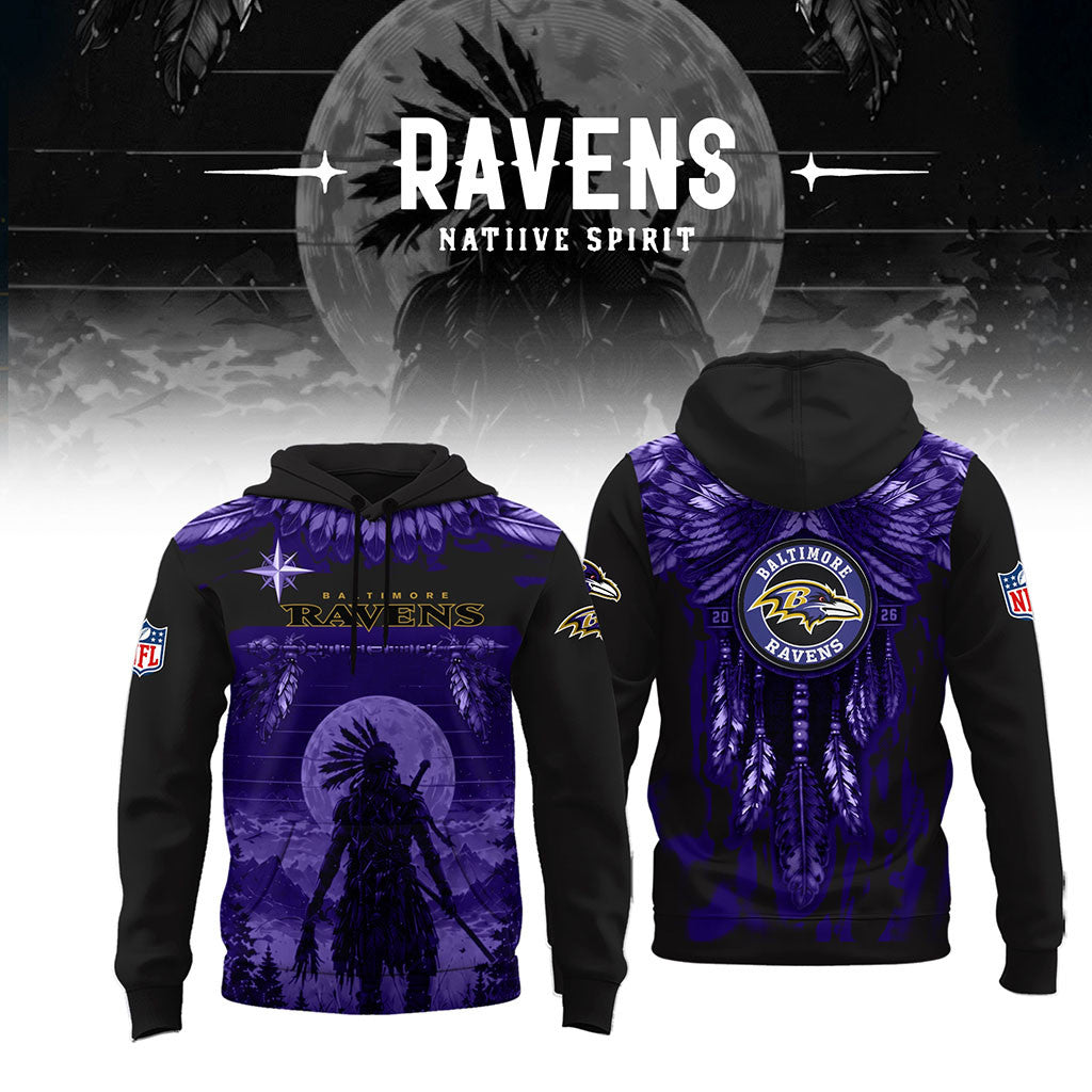 Baltimore Ravens Native Spirit Heritage Hoodie 2026 Baltimore Ravens Merch Football Fan Gifts - Merchluma
