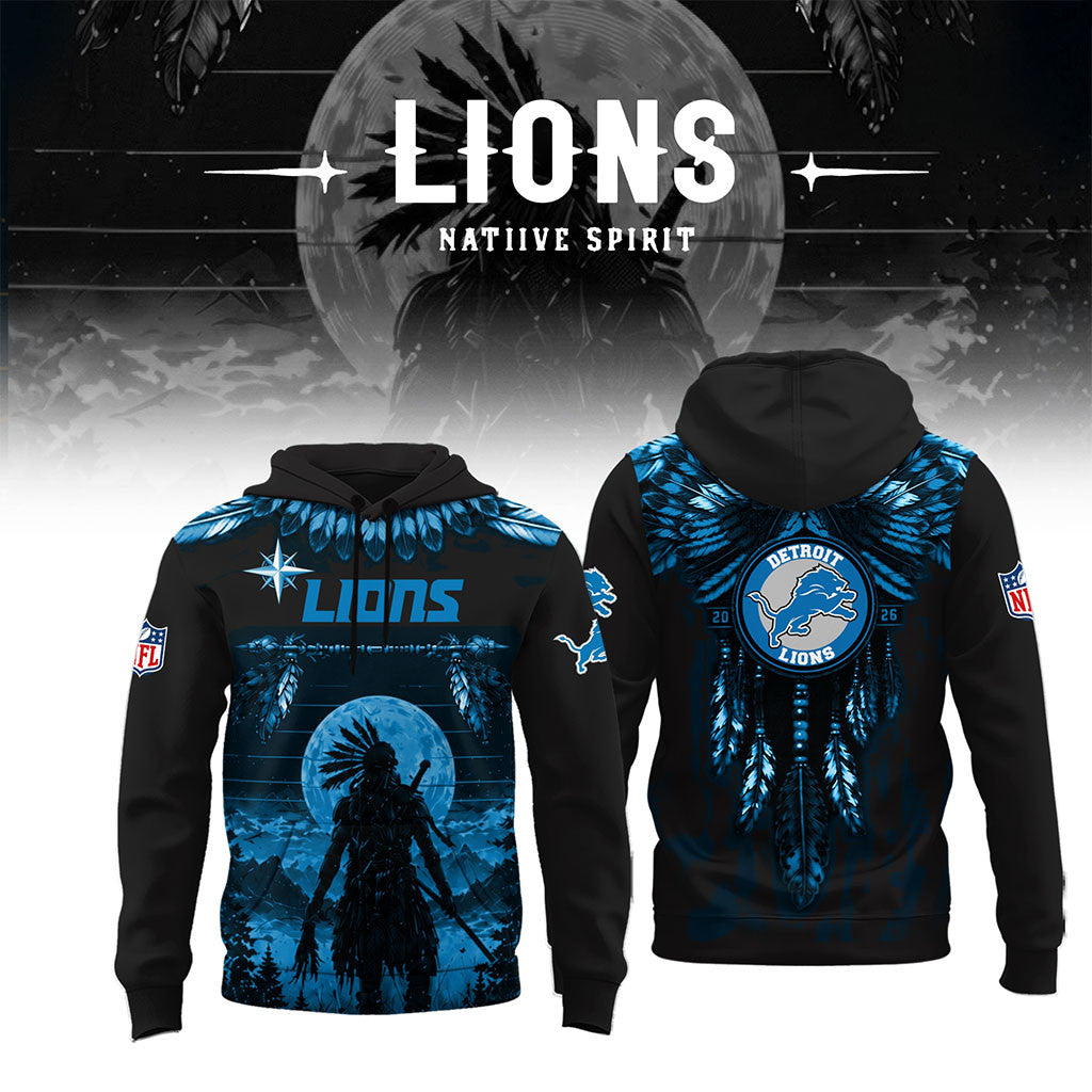 Detroit Lions Native Spirit Heritage Hoodie 2026 Detroit Lions Merch Presents For Football Fans - Merchluma