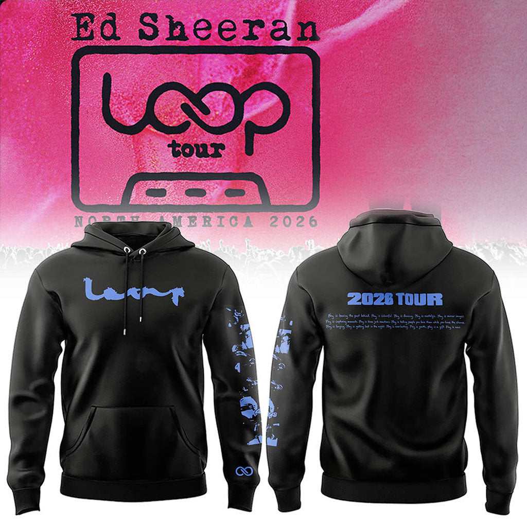 Ed Sheeran Loop Tour North America 2026 Black Hoodie Ed Sheeran Merch Gifts For Music Lovers - Merchluma