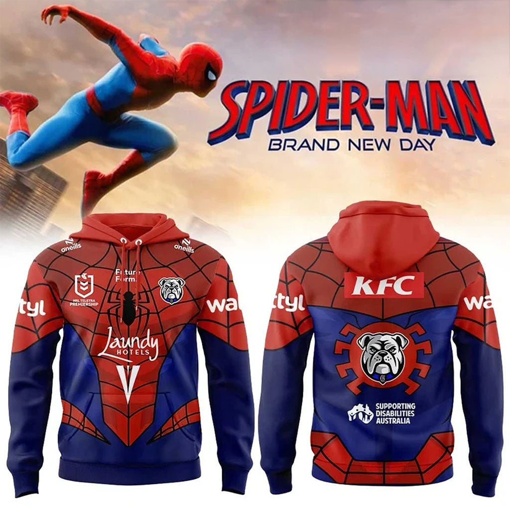 Canterbury Bulldogs X Spider-Man Brand New Day 2026 Hoodie Canterbury Bulldogs Merch Fan Gifts - Merchluma