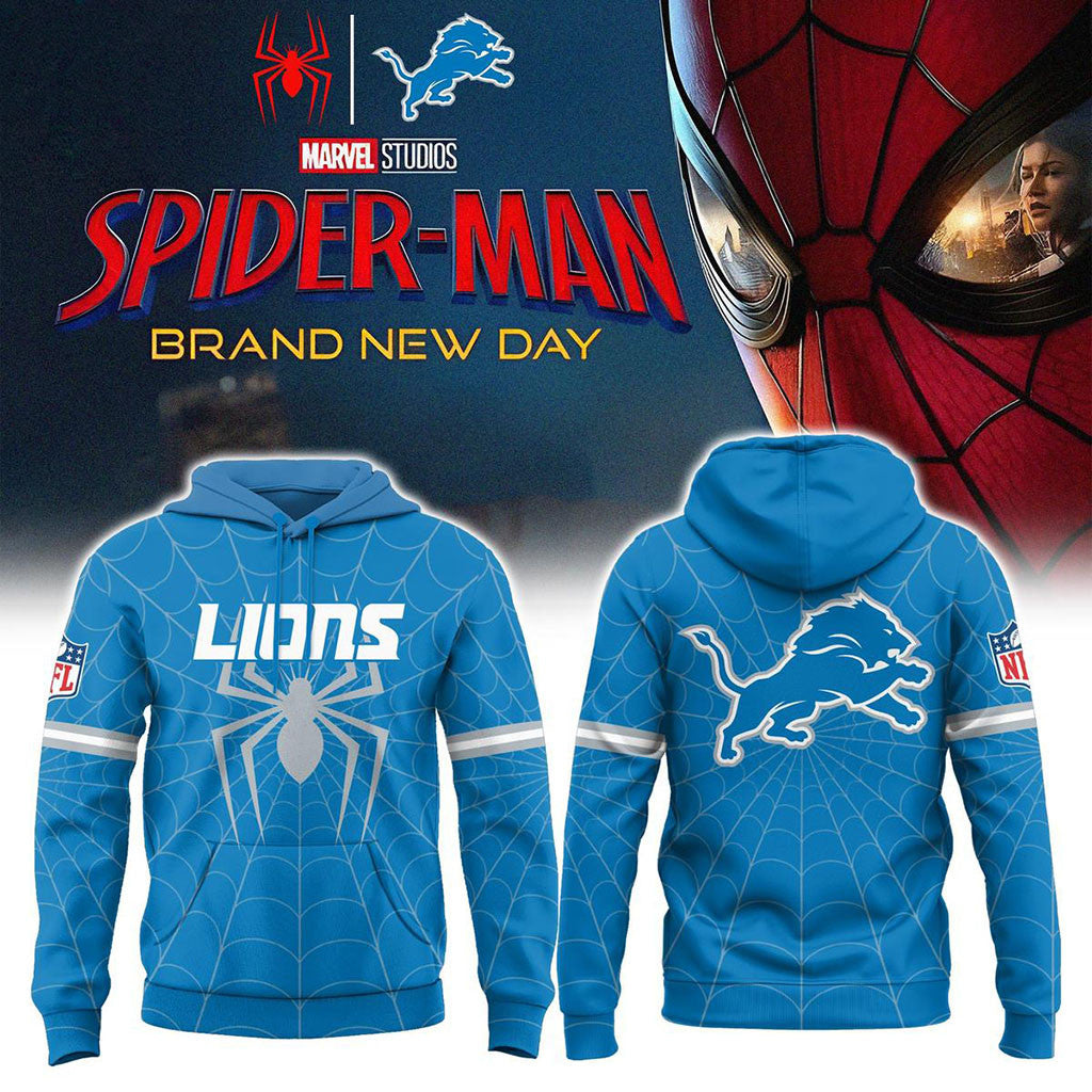 Detroit Lions X Spider Man 2026 Hoodie Detroit Lions Merch Presents For Football Lovers - Merchluma