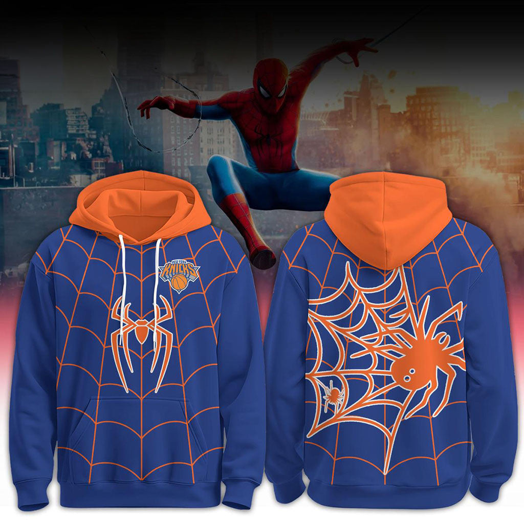 New York Knicks X Spider Man 2026 Hoodie NY Knicks Merch Present For Basketball Lovers - Merchluma