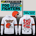 Foo Fighters X Cleveland Merch Browns Take Cover Tour 2026 White Hoodie Present For Music Lover - Merchluma