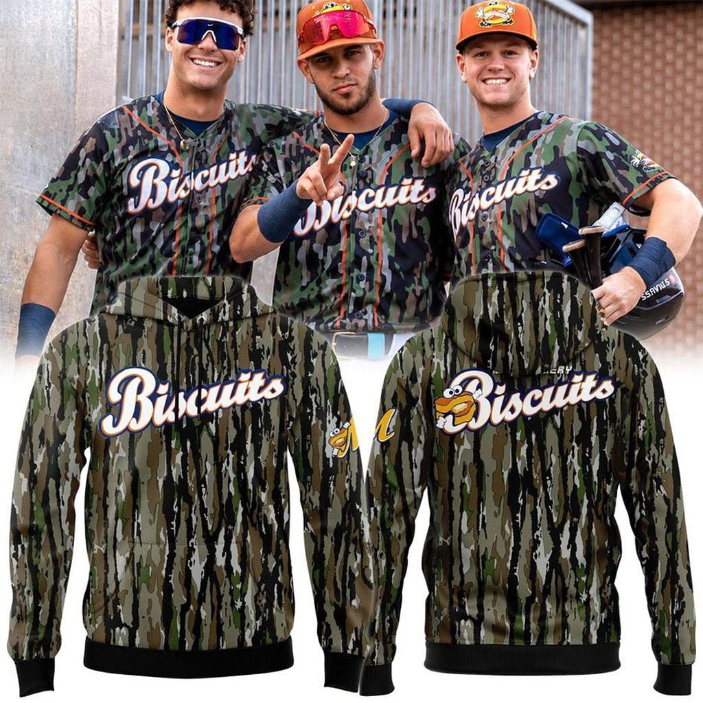 Montgomery Biscuits 2026 Camo Hoodie Montgomery Biscuits Merch Gift For Baseball Fans - Merchluma