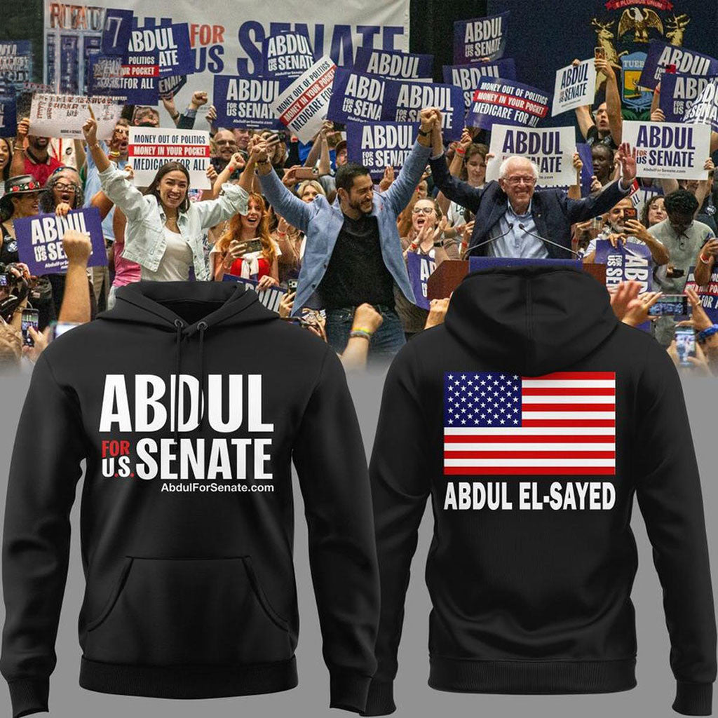 Abdul El-Sayed Wins Michigan Democratic 2026 US Flag Hoodie Patriotic Gifts Ideas - Merchluma
