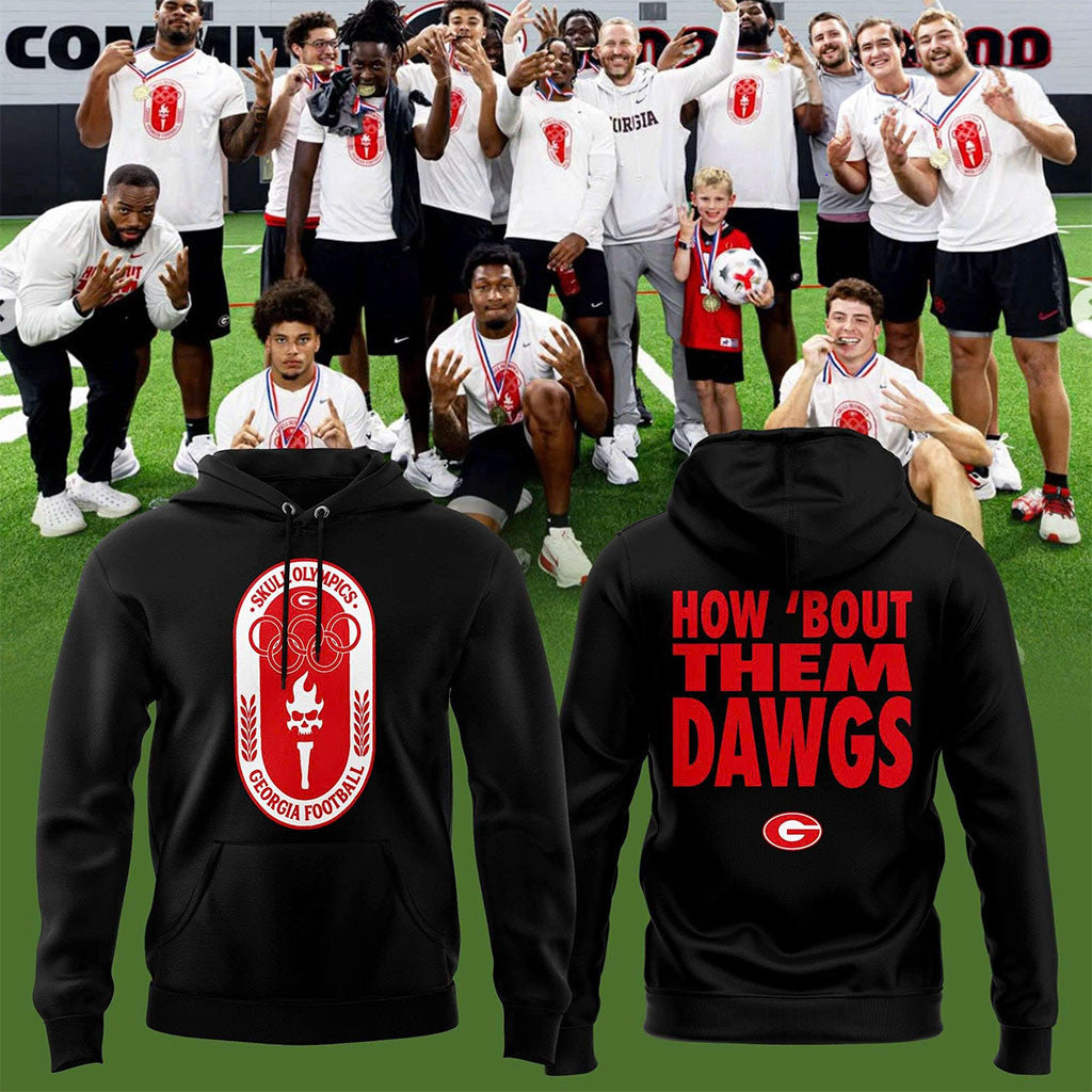 Georgia Bulldogs Skull Olympics Black Hoodie How Bout Them Dawgs Hoodie Georgia Football Merch - Merchluma