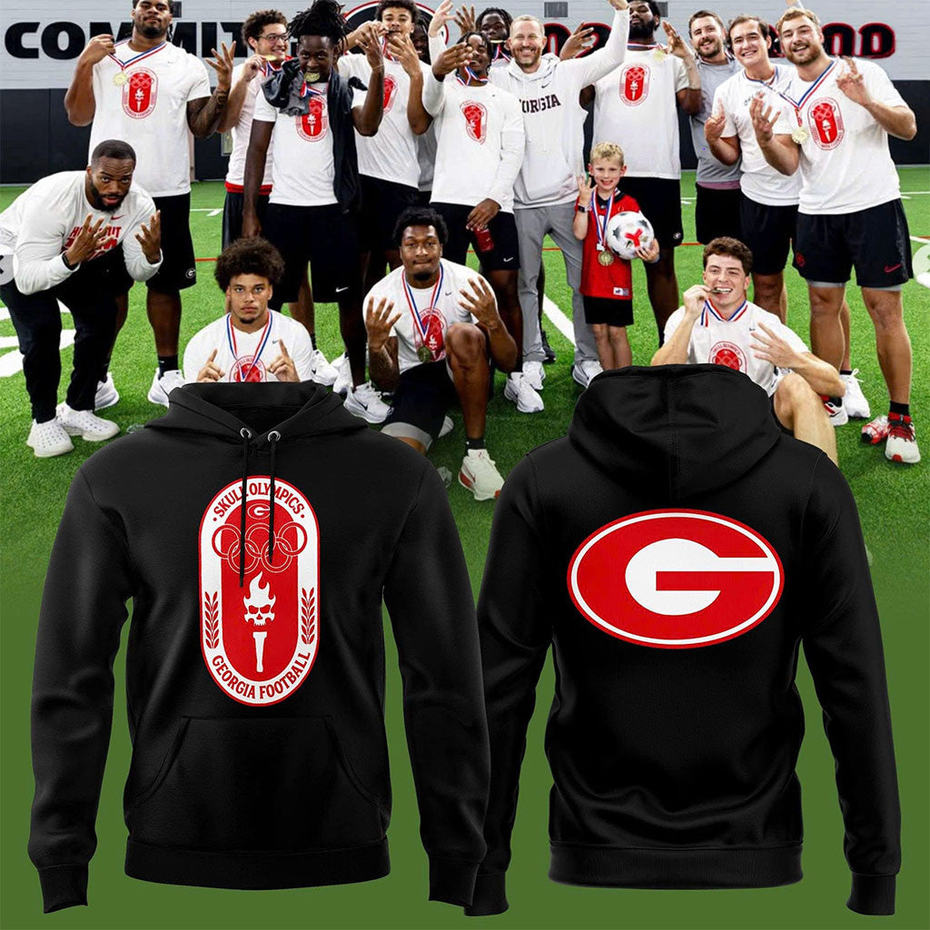 Georgia Bulldogs Skull Olympics Black Hoodie Uga Big G Logo Hoodie Georgia Football Merch Gifts - Merchluma