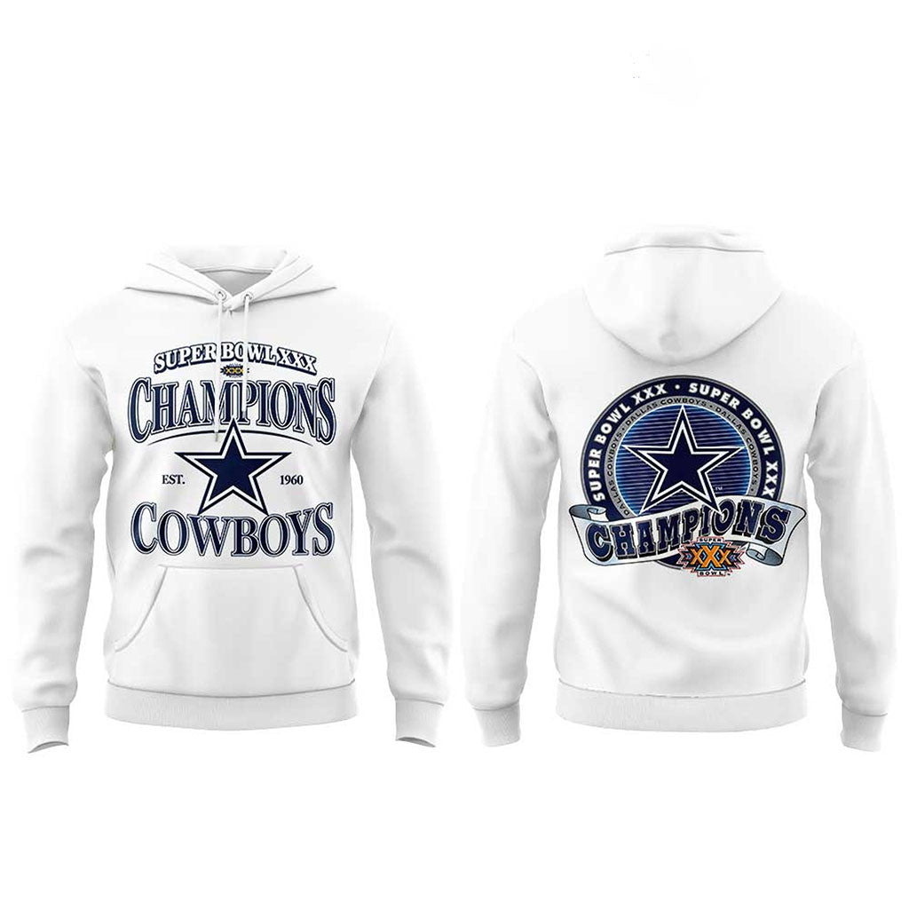 Dak Prescott Super Bowl XXX Champions Est 1960 Dallas Cowboys Hoodie Gift For Football Fans - Merchluma