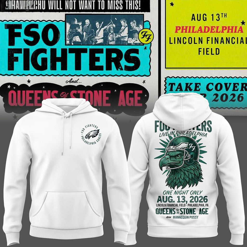 Philadelphia Eagles X Foo Fighters Take Cover Tour 2026 Hoodie Foo Fighters Merch Gift For Fans - Merchluma