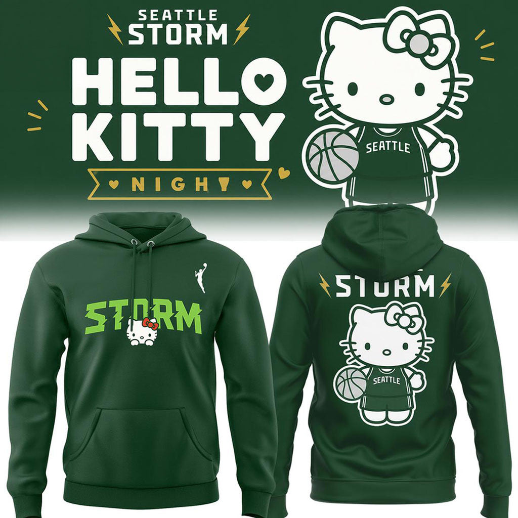Seattle Storm 2026 Hello Kitty Night Hoodie Seattle Storm Merch Cute Gift For Basketball Fans - Merchluma