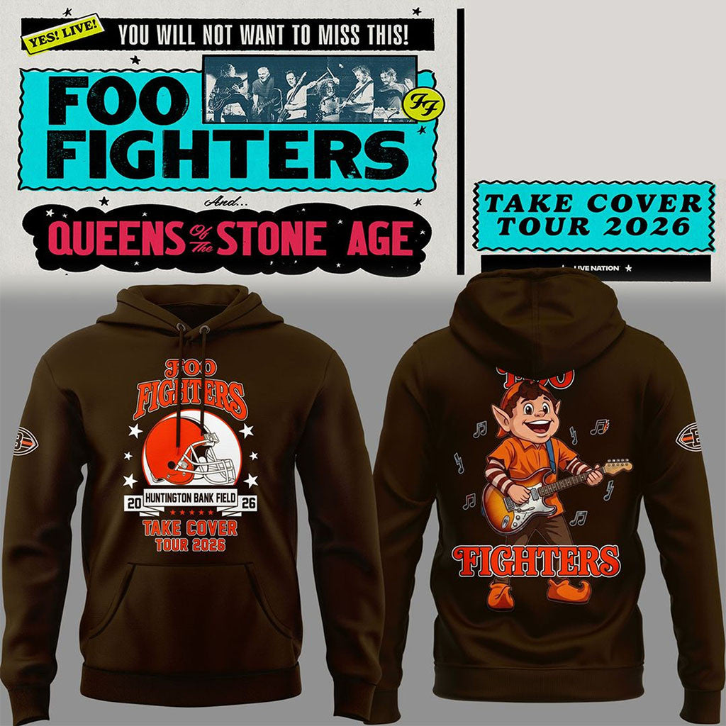 Foo Fighters X Cleveland Browns Take Cover Tour 2026 Hoodie Foo Fighters Merch Fan Gifts - Merchluma