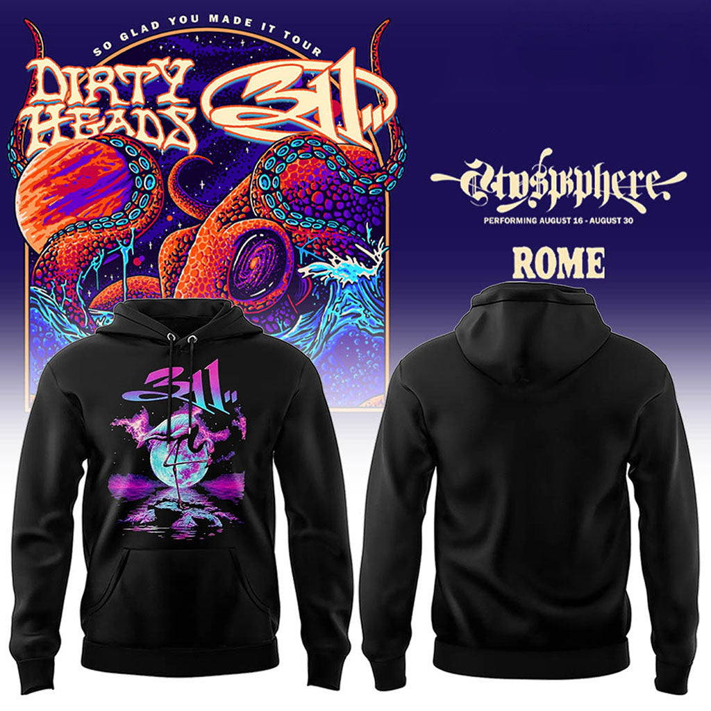 311 And Dirty Heads Rome Tour 2026 Hoodie Black 311 Band Merch Gift For Rock Music Fans - Merchluma