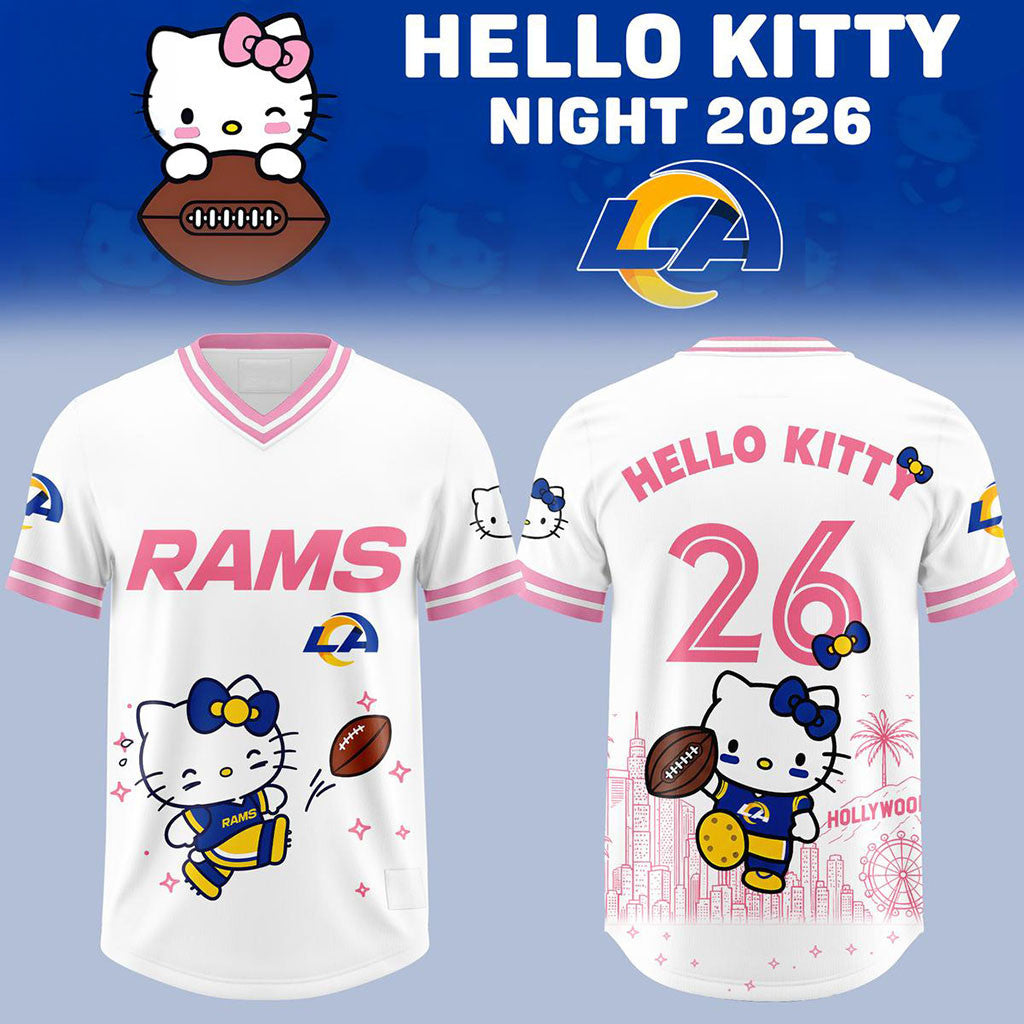 Los Angeles Rams X Hello Kitty Night 2026 Football Jersey LA Rams Merch Cute Game Day Gifts - Merchluma