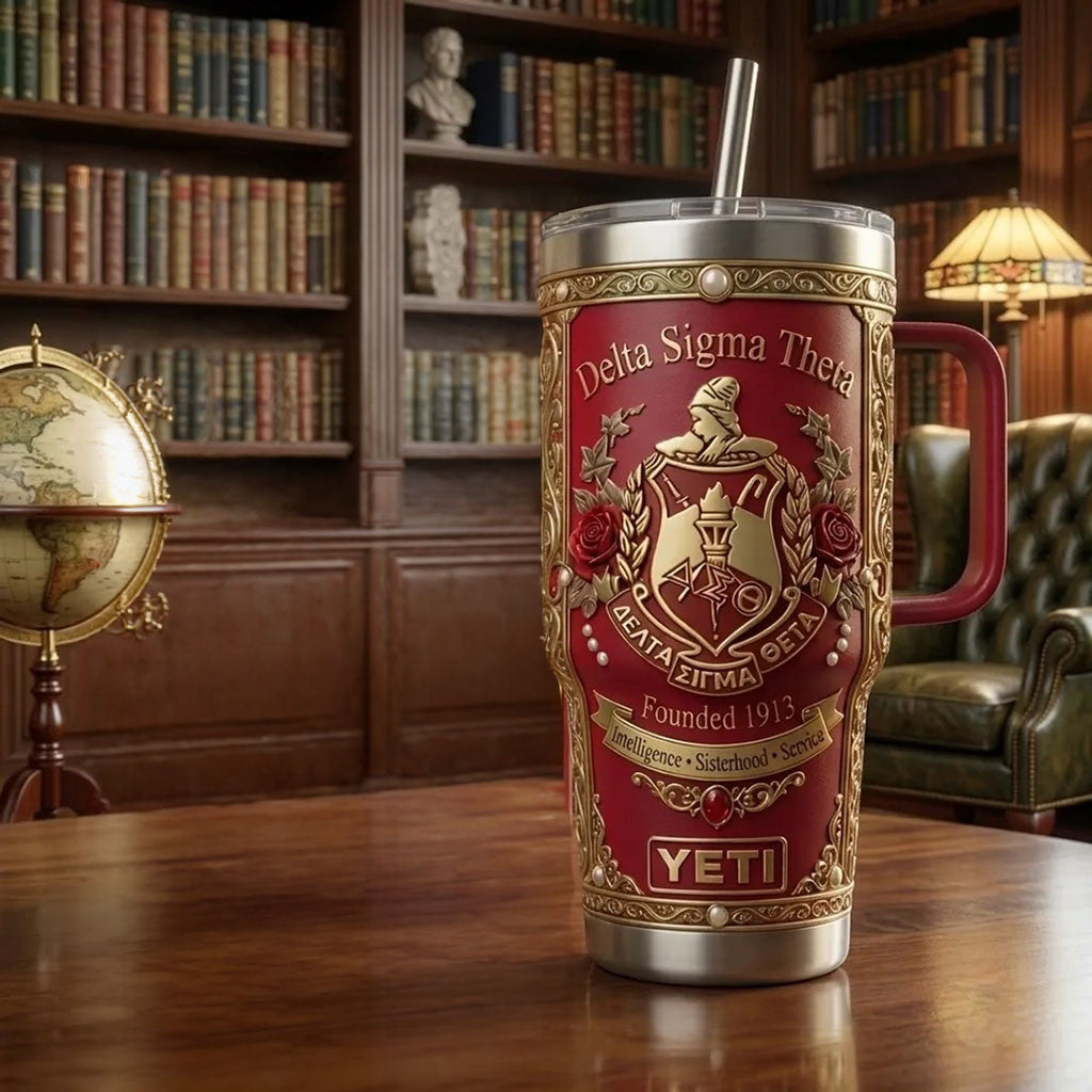 Delta Sigma Theta YETI Stanley Tumbler Intelligence Sisterhood Service Travel Cup Gift For Her - Merchluma